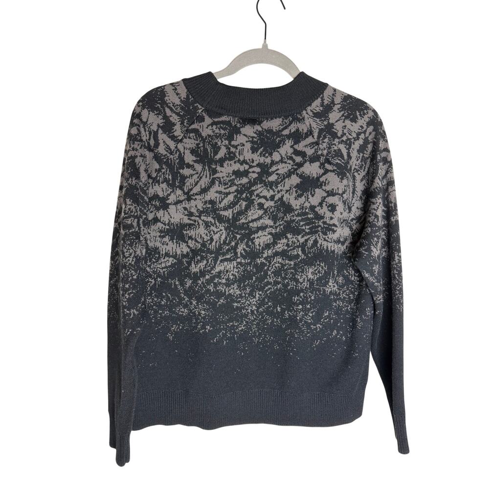 Athleta Black Gray Merino Wool Blend Sweater Women’s Medium Abstract Print
